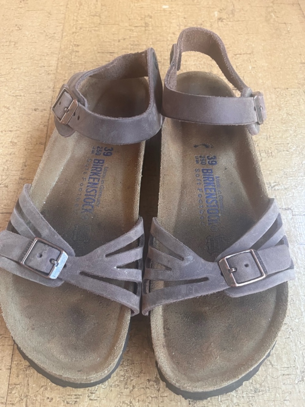 Birkenstock Bali Brown Suede Strappy Ankle Sandals size 39 narrow